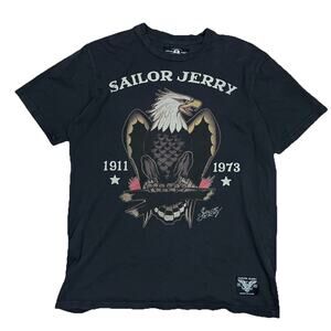 Sailor Jerry Bald Eagle Grey T-Shirt Size Small Made In USA Traditional Tattoo